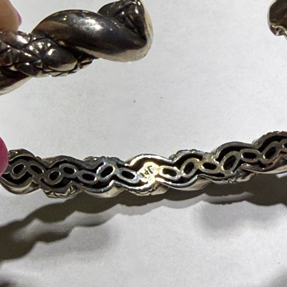 Sterling Silver 925 JAI John Hardy Twist Cable Hinged Bangle Cuff Bracelet 7.25” - Picture 6 of 10